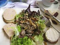 IMG_2157 assiette de terroir - 13?, foie gras, salade de gsiers, rocamadour cheese, slices of magret de canard fum