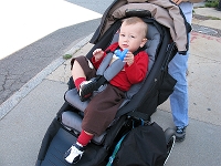  Isaac in top seat of double stroller