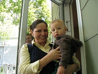  Olivia and Isaac, with Ayelet behind the door