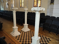  Columns with three types of capitals: ionic, doric, corinthian. Laid out to form a 3-4-5 triangle!